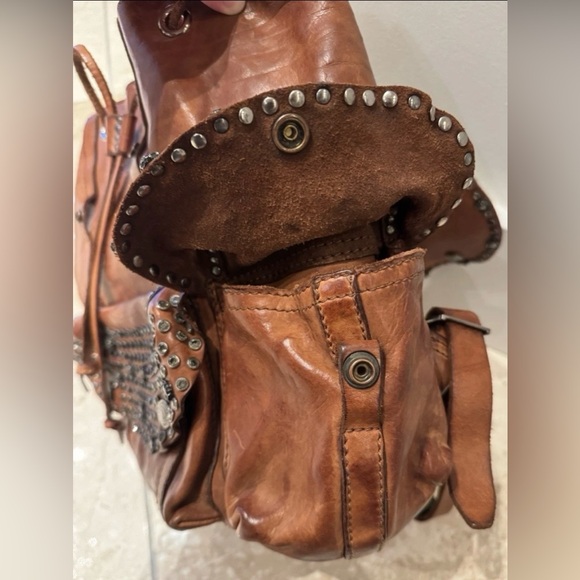 Campomaggi Teodorano Cognac Leather Big Backpack with Studs "Diamante" $925 USD - Picture 6 of 16
